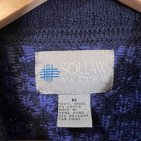 Squaw Valley Blue 100% Wool Size Medium Sweater Heavy High Quality Designer - Picture 7 of 9